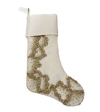 New Neiman Marcus Gold Christmas Beaded Mist Stocking plain cuff Sold Out picture
