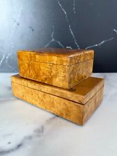Pair (2) of Hinge Lidded Antique Burr or Burlwood Maple Trinket Boxes picture