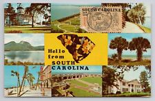 Hello From South Carolina Multi View Chrome Postcard 1543 picture