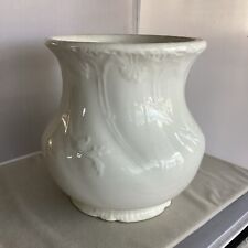 Antique La Francaise Porcelain Ironstone Embossed Large White Flower Pot 10