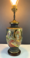 Antique Japanese Satsuma Porcelain Table Lamp picture