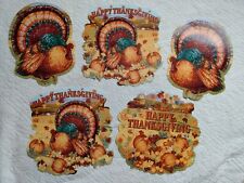 Vintage Mixed Lot Of 5 Thanksgiving Die Cuts Amscan Turkey Fall Harvest Pumpkins picture