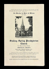 1919 Abingdon VA Sinking Spring Presbyterian Church Antique Service Bulletin picture