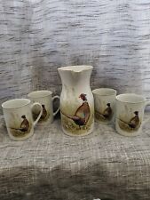 5PC VTG RARE Ned Smith Wild Game Birds Pheasant Pitcher and Mugs Rubel 1981 picture