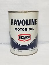 Vintage 1970's Texaco Havoline 1 Quart Oil Can Metal 1 QT With Top Cut Out  picture