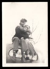 DEEP FRENCH KISS TONGUE-WRESTLING COUPLE in LOVE on CAR ROOF ~ 1940s PHOTO picture