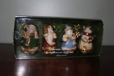 Pier 1 Set of 4 Ceramic 3.5” Bear~Santa~Snowman~Reindeer Figurines picture