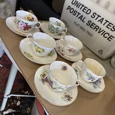 6 piece set ROSINA  Queen’s Fine Bone China Cups & Saucers, scalloped, floral picture