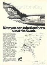 1976 SOUTHERN Airways McDonnell Douglas DC-9 AD airlines advert N3313L route map picture