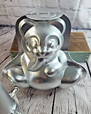 Wilton Teddy Bear 3-D Sitting Cake Pan Vintage Silver with Center picture