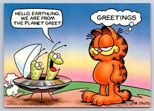 Postcard Garfield Cat Cartoon Greetings Aliens In UFO 1978 Jim Davis Z17 picture