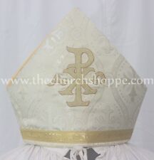 New Metallic Gold Mitre with CHI RHO embroidery,mitra,Bishop's Mitre, New picture