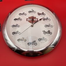 Vintage 2000's Chrome Harley Davidson Wall Clock Motorcycles Electronic Sounds  picture