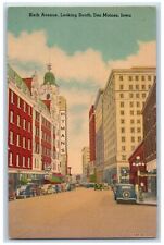 Des Moines Iowa IA Postcard Sixth Avenue Looking South Business Section c1940s picture