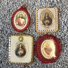 Vintage Cloth Scapulars Apostleship of Prayer Sacred Heart of Jesus 1959 Medals picture