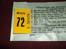 ⛄⛄. 1972 Michigan License Plate  Registration Year Sticker picture