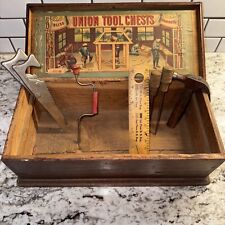 Antique Wooden Bliss Union Tool Chest For Boys Early 1920s Includes Tools Shown picture