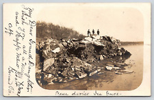 Original Vintage Antique Postcard Real Photo People Rocks River Ice Gorge RPPC picture