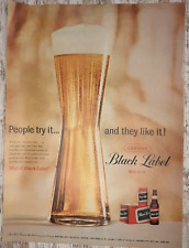 1959 Black Label Vintage Print Ad Beer Ale Bottle Can Carling Brewing Red Cap picture
