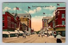 Waterloo IA-Iowa, East Fourth Street, Advertising, Vintage c1921 Postcard picture