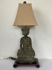 ANTIQUE CHINESE BRONZE BUDDHA DIETY TABLE LAMP OLD ASIAN SCULPTURE JAMES MONT 40 picture