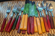 23 Mixed Lot Vintage Stainless /Green/Red Yellow Silverware Bakelite Handles picture