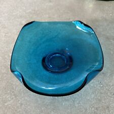 Rare Vintage Colonial Blue Square Footed Candy Dish Bowl Serving Tray Unbranded picture