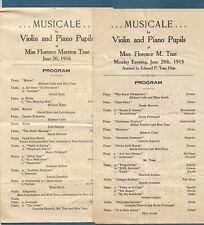 2 Diff 1916 MUSICALE Programs  Pupils Of Miss Florence M True  Salisbury Ma Mass picture