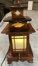 Chinese Asian Wooden Pagoda Table Light Lamp Lantern Decor Corded Pull String  picture