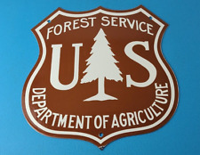 Vintage Forest Service Sign - Agricultural Outdoor Camp Gas Pump Porcelain Sign picture