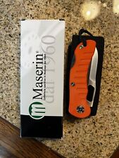 New Maserin Of Italy Dal 1960 Folding Knife W/ Orange G10 Scales & Sheath picture