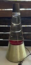 Vintage Carlisle Red Lava /Clear Lamp Gold Metal Starlite Base 1976 picture