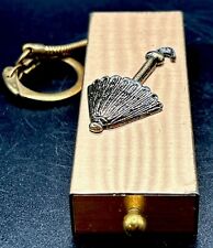 Rain Bonnet Case Key Chain Attachment Gold Brass Drawer 3D Umbrella Vintage 50’s picture