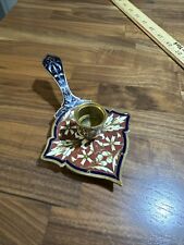 Antique 19th Century Napoleonic Brass Enameled Champleve Chamberstick picture