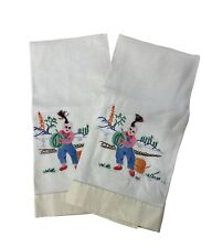 Vintage Linen Tea Towel Napkins Embroidered Applique Embroidered Japanese Theme picture