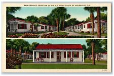 c1940's Palm Terrace Court Exterior Roadside Melbourne Florida FL Trees Postcard picture