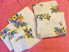 5 Pc Vtg Dan River Twin Sheet Set Flat 2 Fitted 2 Pillowcase Purple Pansy Floral picture