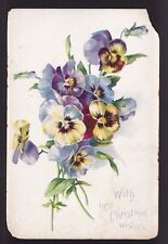 c.1907 Tuck artistic series Pansy flower Best Christmas postcard picture