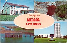 Greetings from Medora North Dakota- c1950s Chrome Multiview Postcard picture