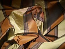 Robert Allen striped silk fabric olive green brown colors 12 Y new picture