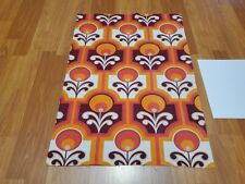 Awesome RARE Vintage Mid Century Retro 70s 60s Org Pink Cir Blossoms Fabric WOW picture