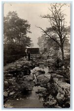 1912 Waterfalls River Forest View Man Woman Davenport IA RPPC Photo Postcard picture