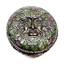 Faux Bronze Art Nouveau Green Man Jewelry Trinket Box Spring Summit Collection picture