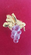 Swarovski Swan Signed Gold Tone Clear Crystals Grapes Bunch Brooch picture