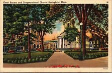 Court Square Congregational Church Springfield MA Massachusetts Linen Postcard picture