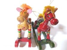 VINTAGE WOODEN ROCKING HORSE CHRISTMAS ORNAMENTS Lot picture