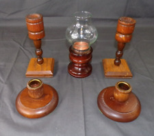 Lot of 5 Wood Candle Holders picture