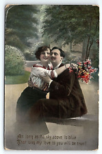 c1910 ROCK VALLEY IOWA ROMANTIC COUPLE FLORAL BOUQUET POETIC POSTCARD P3711 picture