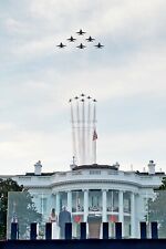 USAF THUNDERBIRDS & USN BLUE ANGELS FLY ABOVE WHITE HOUSE - *8X12* PHOTO (BT361) picture