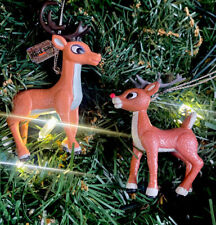 2ct New Rudolph & Blitzen (Father & Son) Red Nosed Reindeer Christmas Ornaments picture